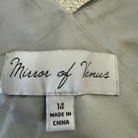 Mirror of Venus Anthropologie Gray Silk V Neck A Line Dress Size 14 Pleated - Picture 7 of 13